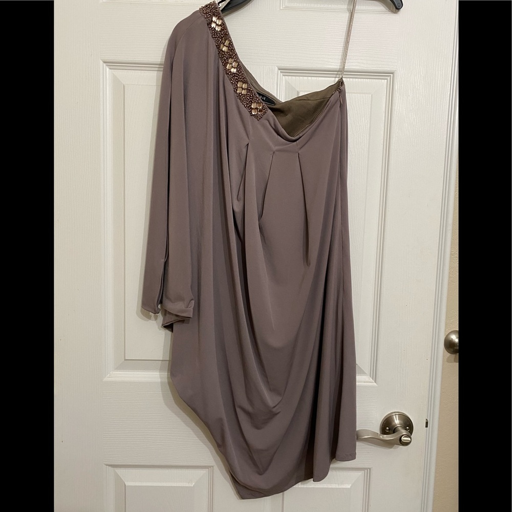 JS Boutique One-Shoulder Beaded Dress, size 4